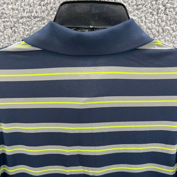 Men UA Under Armour Heatgear Short Sleeve Polo Shirt M Blue/Gray/Yellow Stripe - Picture 8 of 10